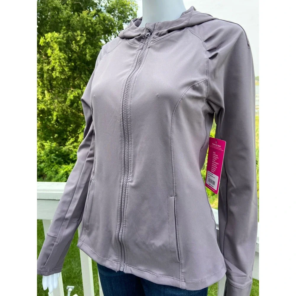 Yogalicius Full Zip Jacket with hoodie frosted lilac SZ XS * wom166 - Picture 3 of 12